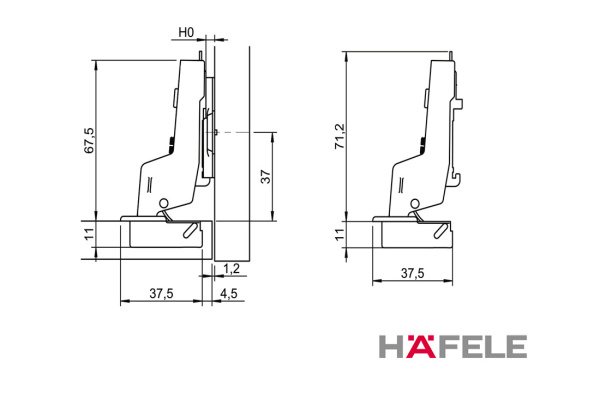 Петля Metalla 310 SM вкладная, УО 110°, 48/6, h=12 мм, SC
